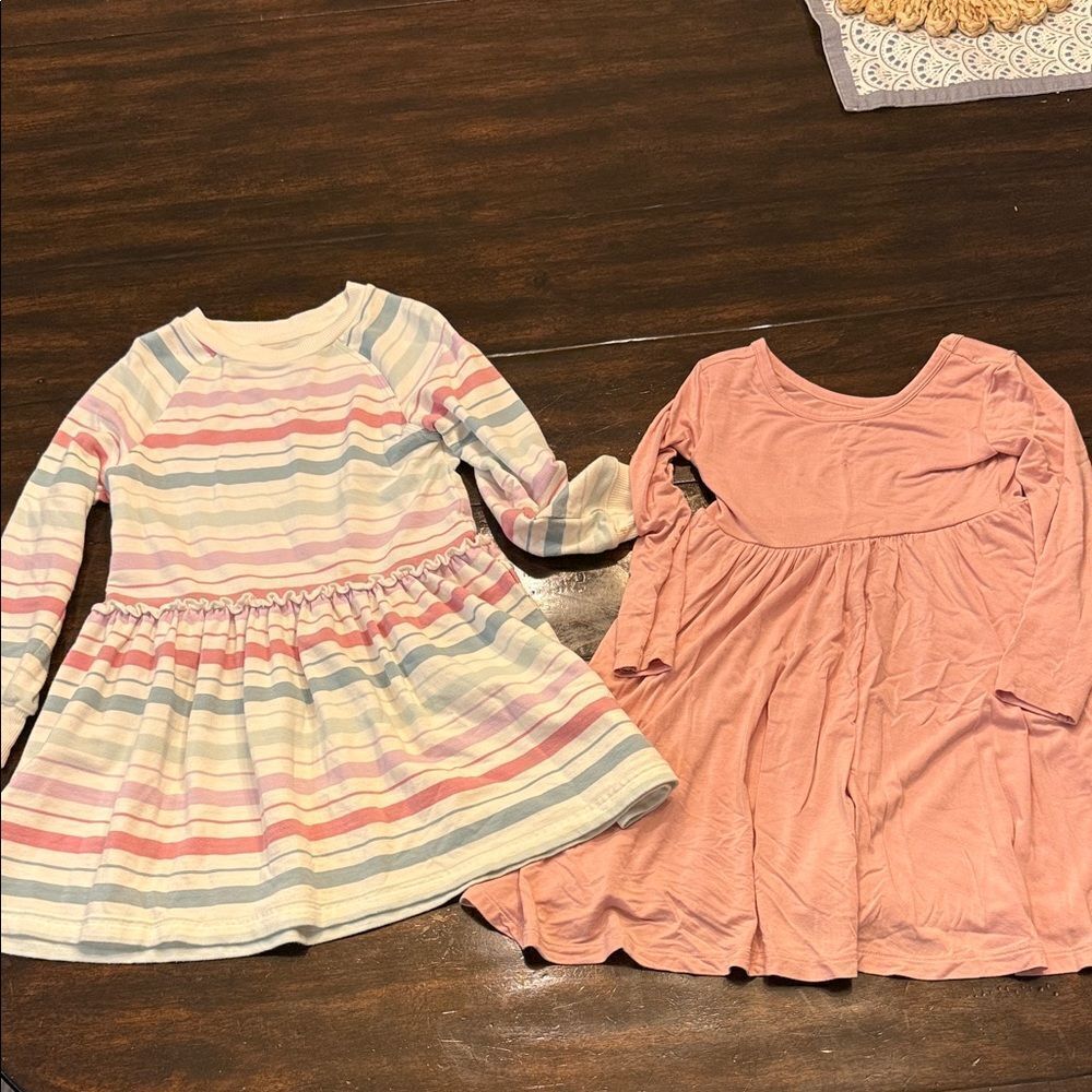 Little Sleepies Pastel Striped and Solid Pink Dresses